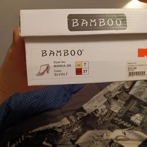 Brand new in box Bamboo Sparkling Silver heels size 7